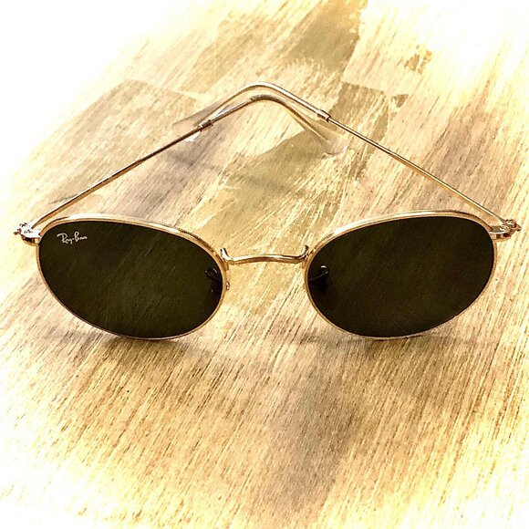 NWT RAY-BAN Round Gold Metal Sunglasses RB3447 Green Lens Case & Cert Unisex - Picture 4 of 6